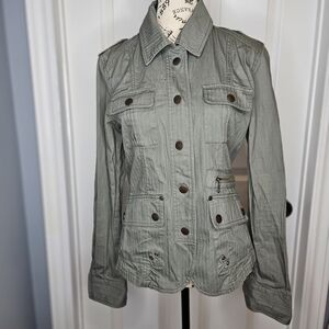 Urban Heritage Women's Sage Green Cargo Utility Jacket Tailored Size M